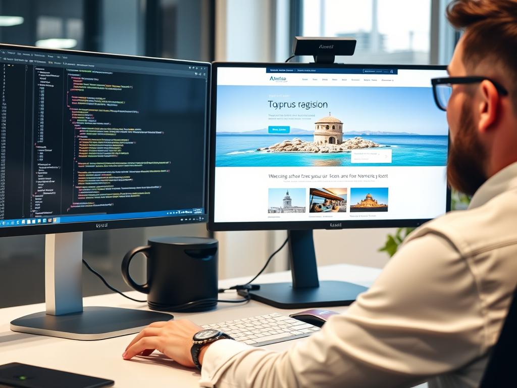 Web designer working on website for Cyprus business client Web designer working on website for Cyprus business client